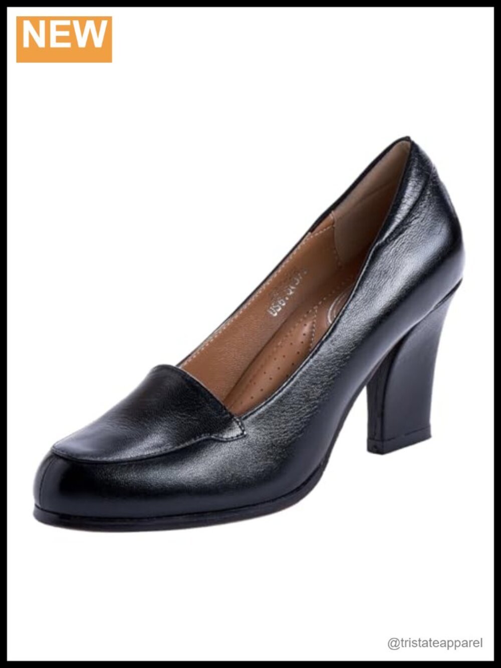 Leather Chunky High Heel Pumps Formal Office Dress Shoes